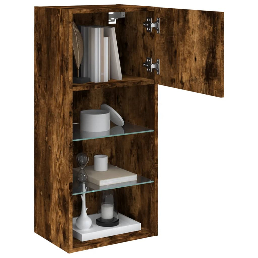 Tv-Meubel Met Led-Verlichting 40,5X30X90 Cm Kleur 1 40.5 x 30 x 90 cm Gerookt eiken