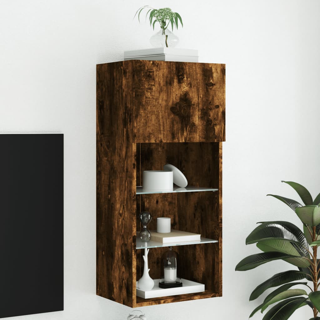 Tv-Meubel Met Led-Verlichting 40,5X30X90 Cm Kleur 1 40.5 x 30 x 90 cm Gerookt eiken