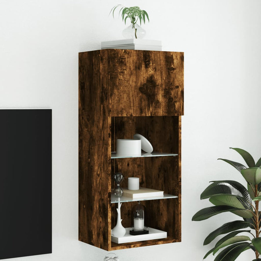 Tv-Meubel Met Led-Verlichting 40,5X30X90 Cm Kleur 1 40.5 x 30 x 90 cm Gerookt eiken
