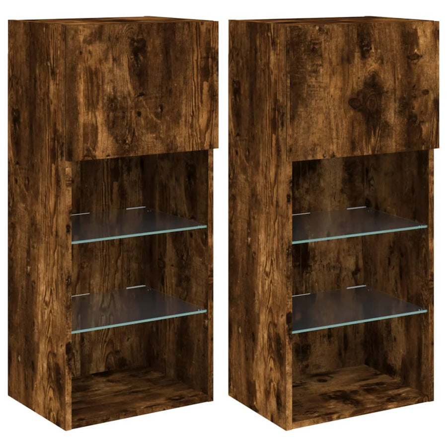 Tv-Meubels Met Led-Verlichting 40,5X30X90 Cm 2 40.5 x 30 x 90 cm Gerookt eiken