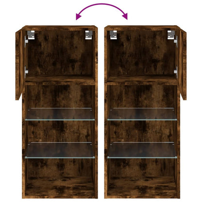 Tv-Meubels Met Led-Verlichting 40,5X30X90 Cm 2 40.5 x 30 x 90 cm Gerookt eiken