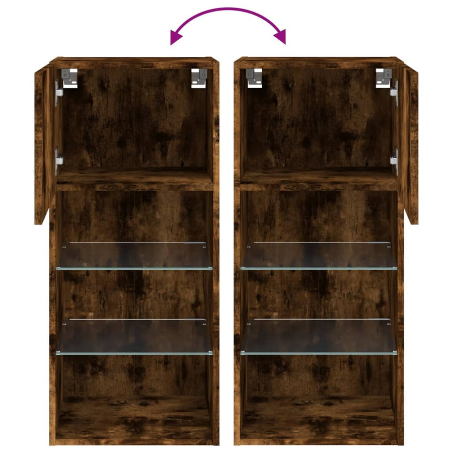 Tv-Meubels Met Led-Verlichting 40,5X30X90 Cm 2 40.5 x 30 x 90 cm Gerookt eiken