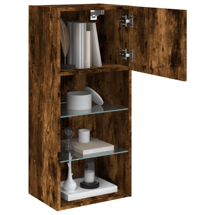 Tv-Meubels Met Led-Verlichting 40,5X30X90 Cm 2 40.5 x 30 x 90 cm Gerookt eiken