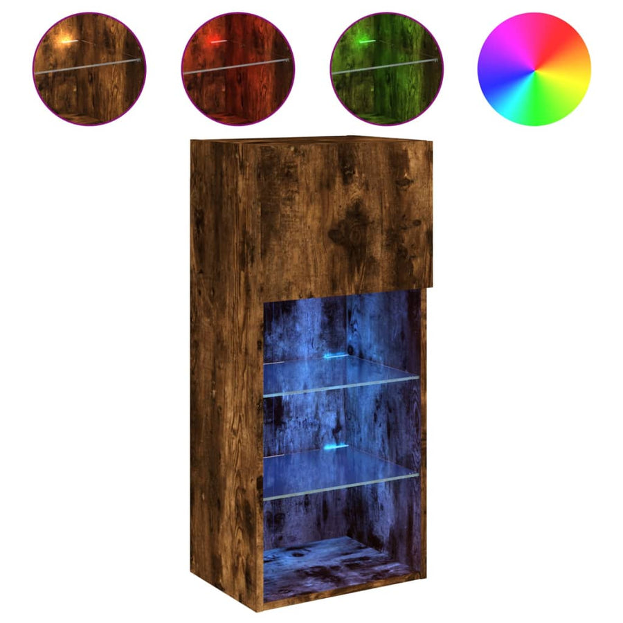 Tv-Meubels Met Led-Verlichting 40,5X30X90 Cm 2 40.5 x 30 x 90 cm Gerookt eiken
