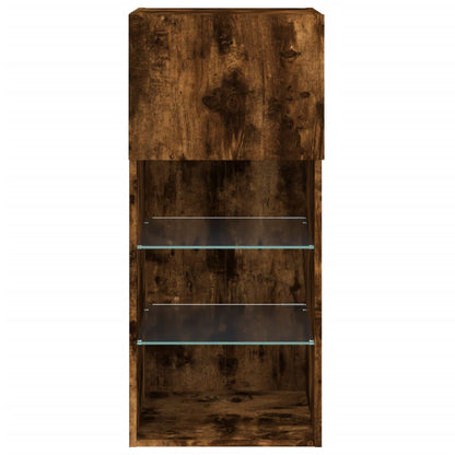 Tv-Meubels Met Led-Verlichting 40,5X30X90 Cm 2 40.5 x 30 x 90 cm Gerookt eiken