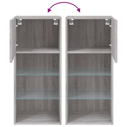 Tv-Meubel Met Led-Verlichting 40,5X30X90 Cm Eiken 1 40.5 x 30 x 90 cm Grijs sonoma