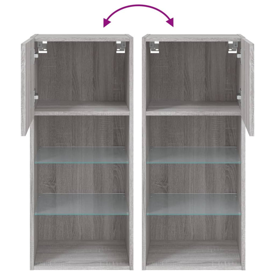 Tv-Meubel Met Led-Verlichting 40,5X30X90 Cm Eiken 1 40.5 x 30 x 90 cm Grijs sonoma