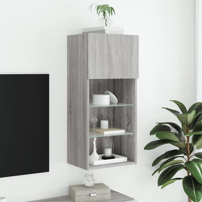 Tv-Meubel Met Led-Verlichting 40,5X30X90 Cm Eiken 1 40.5 x 30 x 90 cm Grijs sonoma