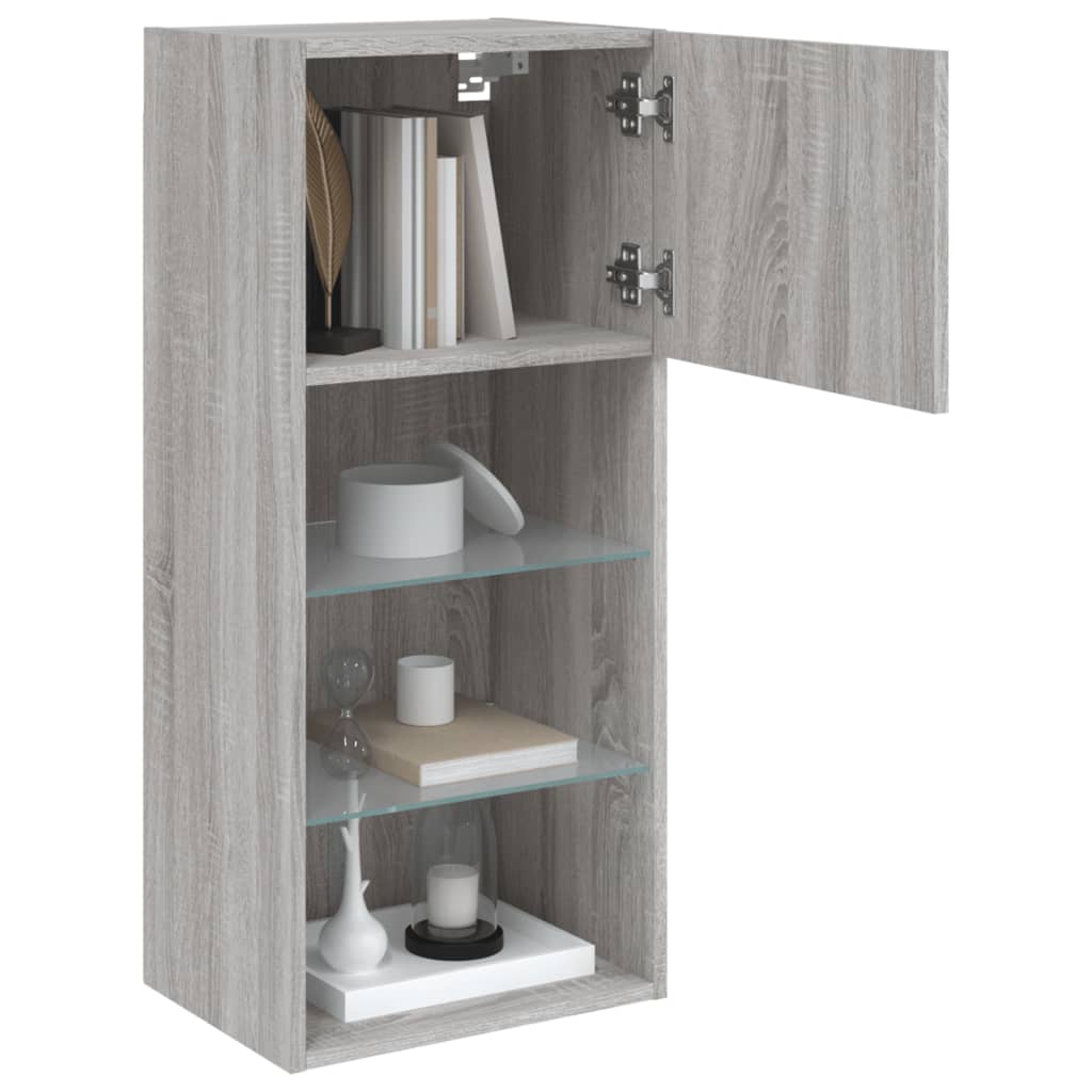 Tv-Meubel Met Led-Verlichting 40,5X30X90 Cm Eiken 1 40.5 x 30 x 90 cm Grijs sonoma