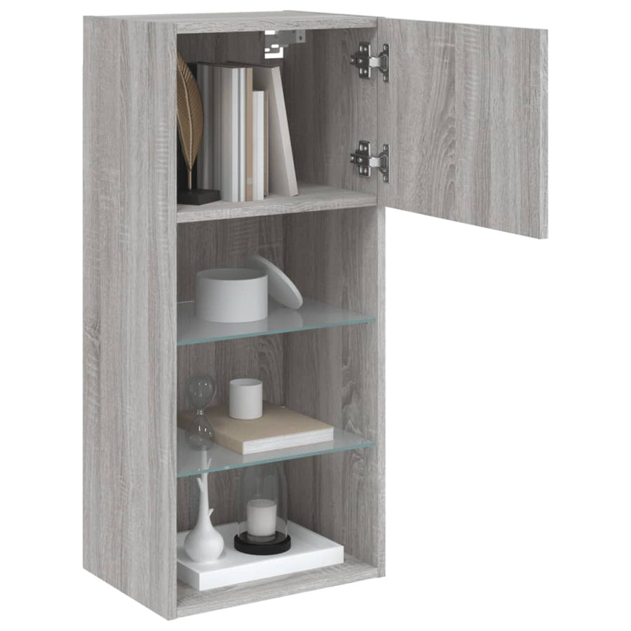 Tv-Meubel Met Led-Verlichting 40,5X30X90 Cm Eiken 1 40.5 x 30 x 90 cm Grijs sonoma