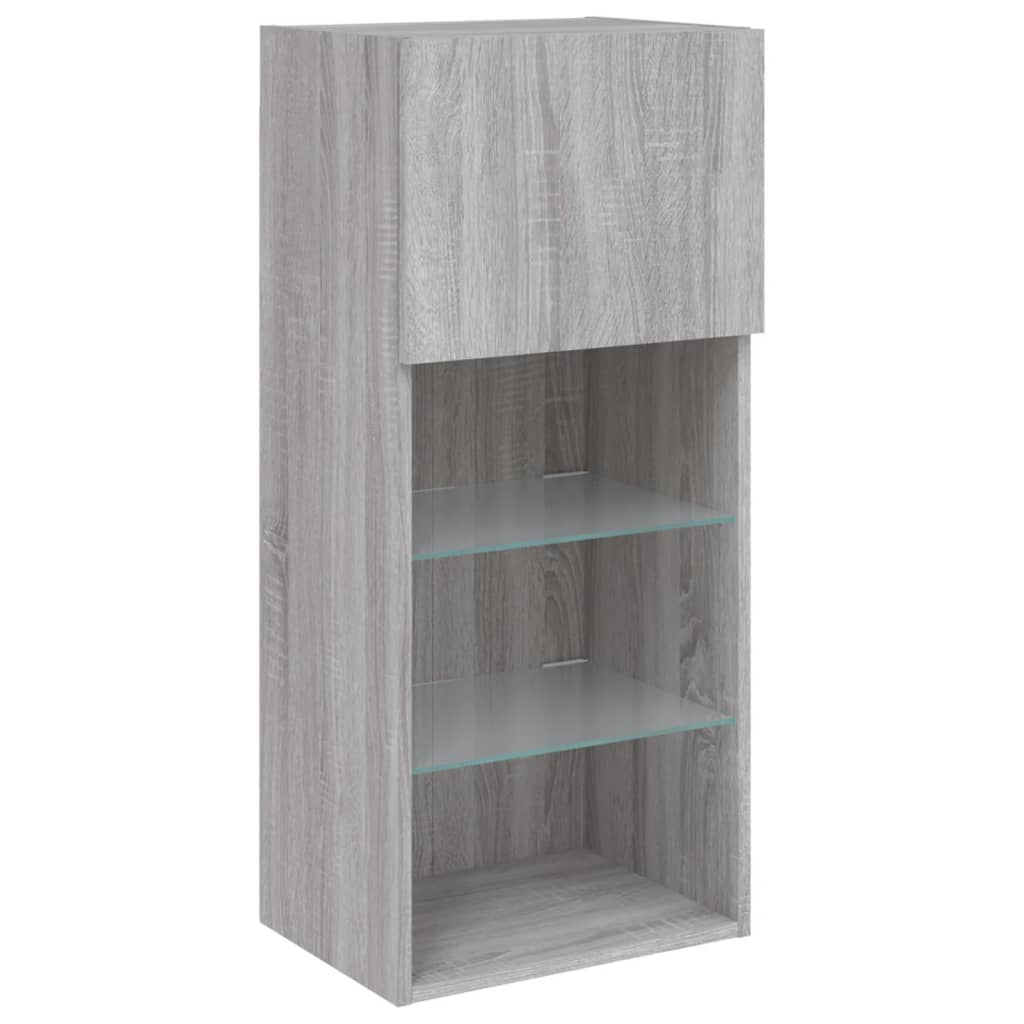 Tv-Meubel Met Led-Verlichting 40,5X30X90 Cm Eiken 1 40.5 x 30 x 90 cm Grijs sonoma
