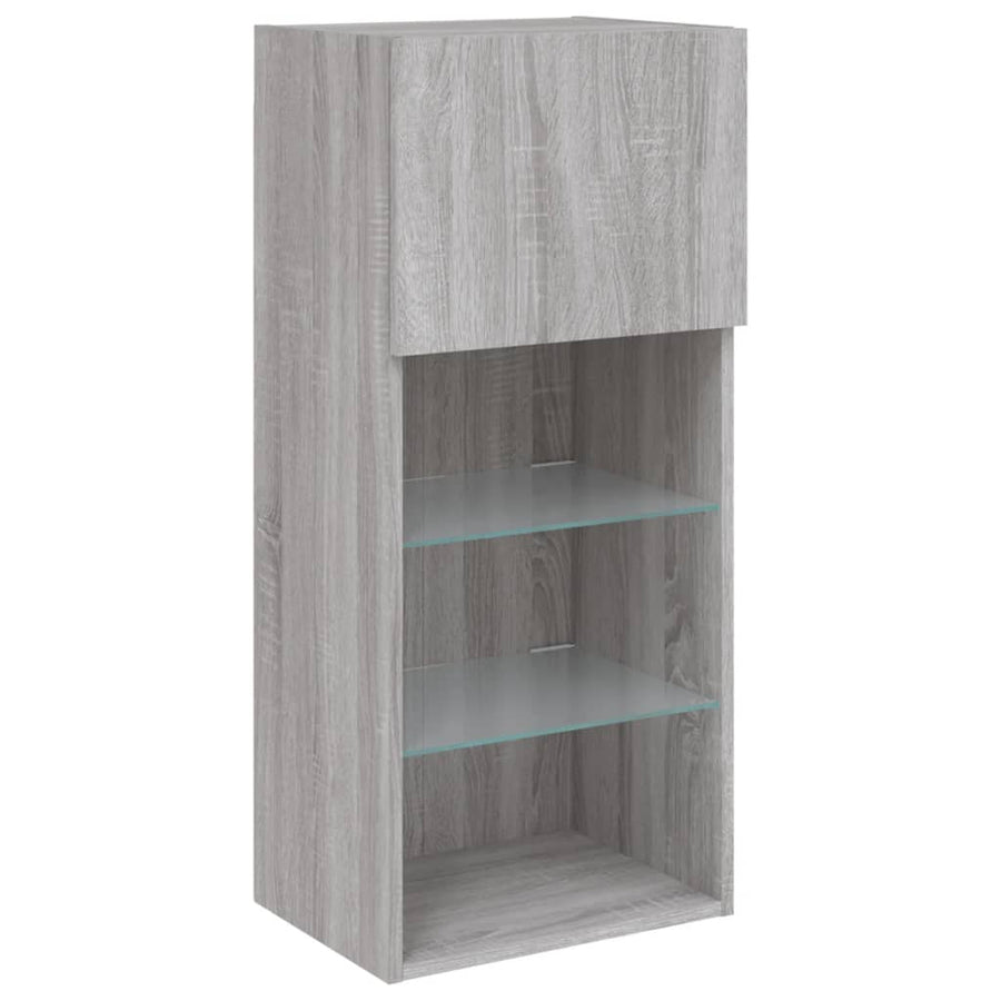 Tv-Meubel Met Led-Verlichting 40,5X30X90 Cm Eiken 1 40.5 x 30 x 90 cm Grijs sonoma