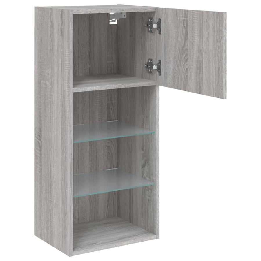 Tv-Meubel Met Led-Verlichting 40,5X30X90 Cm Eiken 1 40.5 x 30 x 90 cm Grijs sonoma