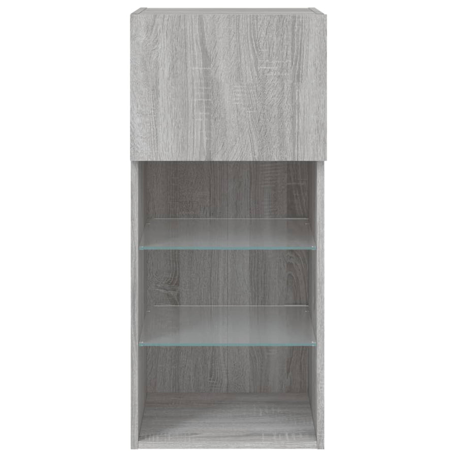 Tv-Meubel Met Led-Verlichting 40,5X30X90 Cm Eiken 1 40.5 x 30 x 90 cm Grijs sonoma