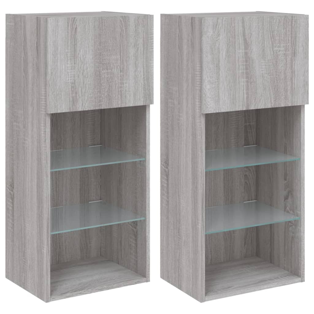 Tv-Meubels Met Led-Verlichting 40,5X30X80 Cm 2 40.5 x 30 x 90 cm Grijs sonoma