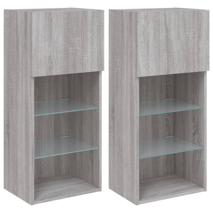 Tv-Meubels Met Led-Verlichting 40,5X30X80 Cm 2 40.5 x 30 x 90 cm Grijs sonoma