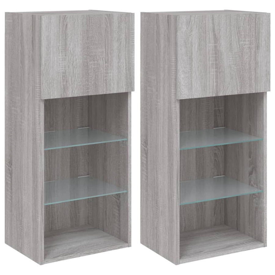 Tv-Meubels Met Led-Verlichting 40,5X30X80 Cm 2 40.5 x 30 x 90 cm Grijs sonoma
