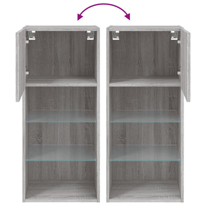 Tv-Meubels Met Led-Verlichting 40,5X30X80 Cm 2 40.5 x 30 x 90 cm Grijs sonoma