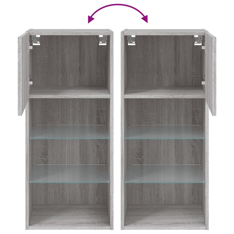 Tv-Meubels Met Led-Verlichting 40,5X30X80 Cm 2 40.5 x 30 x 90 cm Grijs sonoma