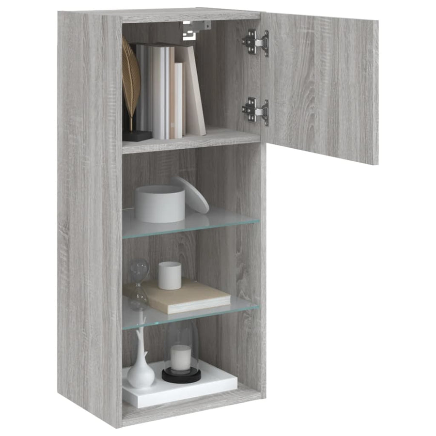 Tv-Meubels Met Led-Verlichting 40,5X30X80 Cm 2 40.5 x 30 x 90 cm Grijs sonoma