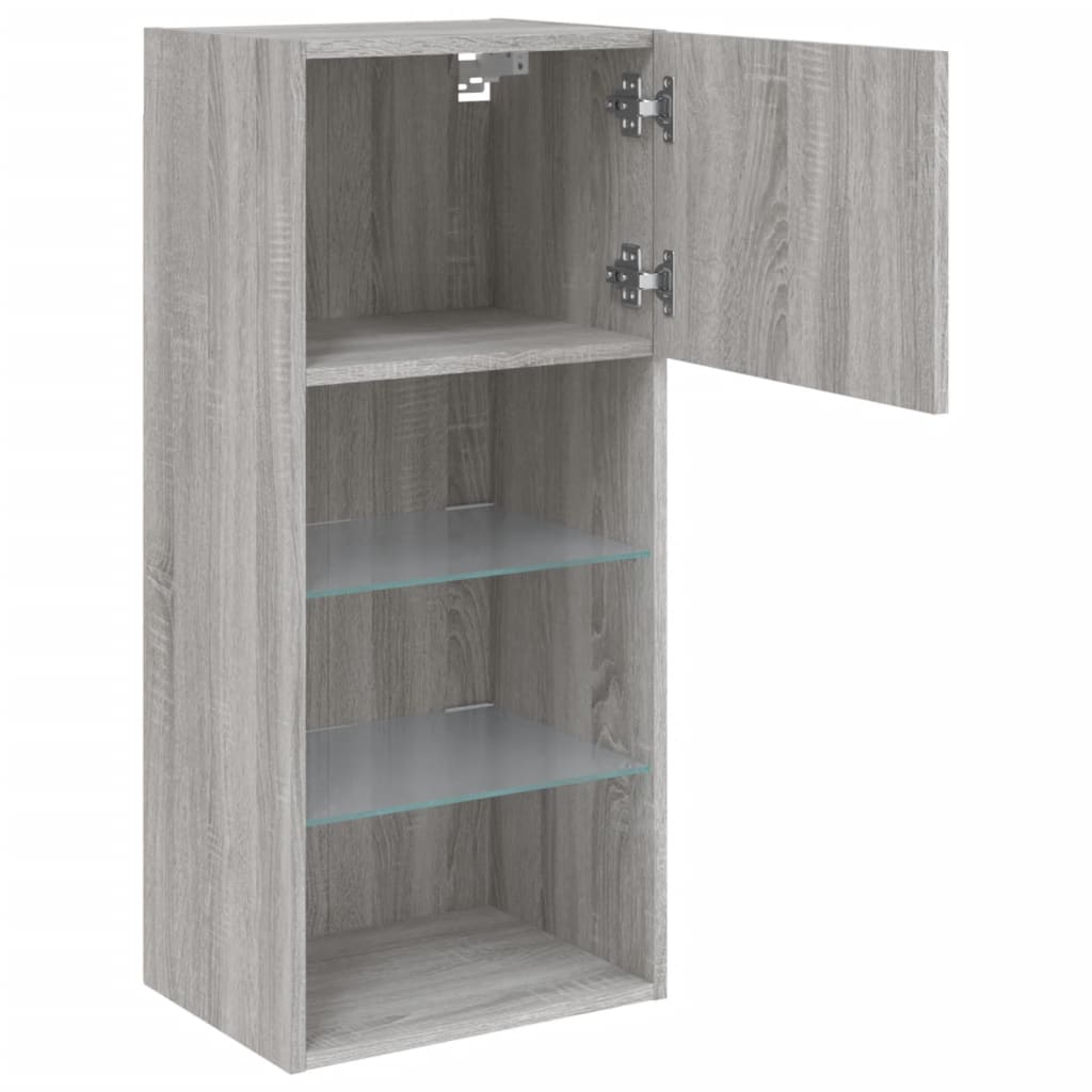 Tv-Meubels Met Led-Verlichting 40,5X30X80 Cm 2 40.5 x 30 x 90 cm Grijs sonoma
