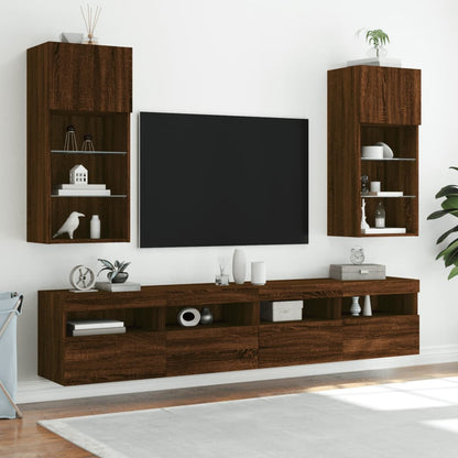 Tv-Meubel Met Led-Verlichting 40,5X30X90 Cm Bruineikenkleurig 1 40.5 x 30 x 90 cm bruin eikenkleur