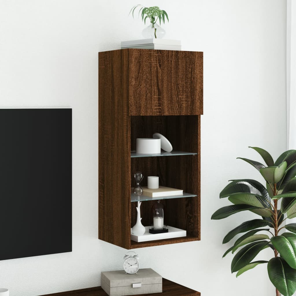 Tv-Meubel Met Led-Verlichting 40,5X30X90 Cm Bruineikenkleurig 1 40.5 x 30 x 90 cm bruin eikenkleur
