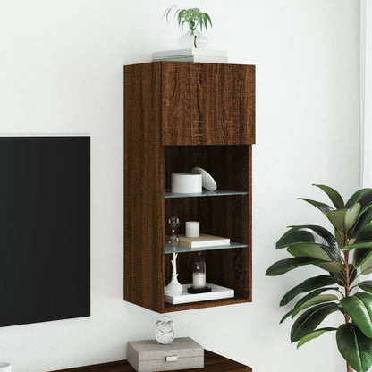 Tv-Meubel Met Led-Verlichting 40,5X30X90 Cm Bruineikenkleurig 1 40.5 x 30 x 90 cm bruin eikenkleur