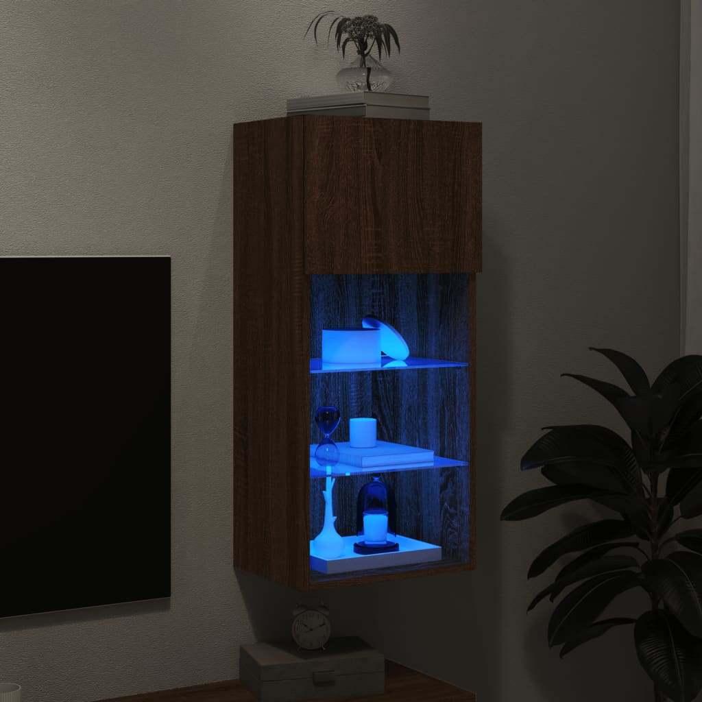 Tv-Meubel Met Led-Verlichting 40,5X30X90 Cm Bruineikenkleurig 1 40.5 x 30 x 90 cm bruin eikenkleur