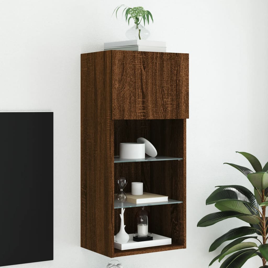 Tv-Meubel Met Led-Verlichting 40,5X30X90 Cm Bruineikenkleurig 1 40.5 x 30 x 90 cm bruin eikenkleur