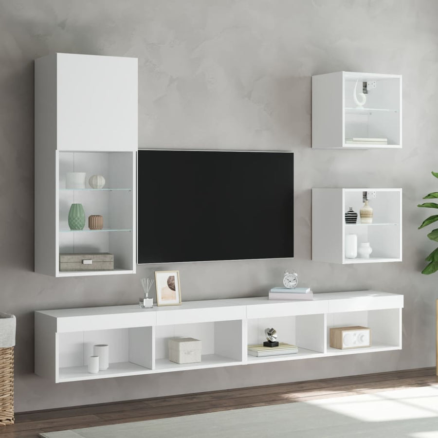 Tv-Meubel Met Led-Verlichting 40,5X30X02 Cm 1 40.5 x 30 x 102 cm Wit