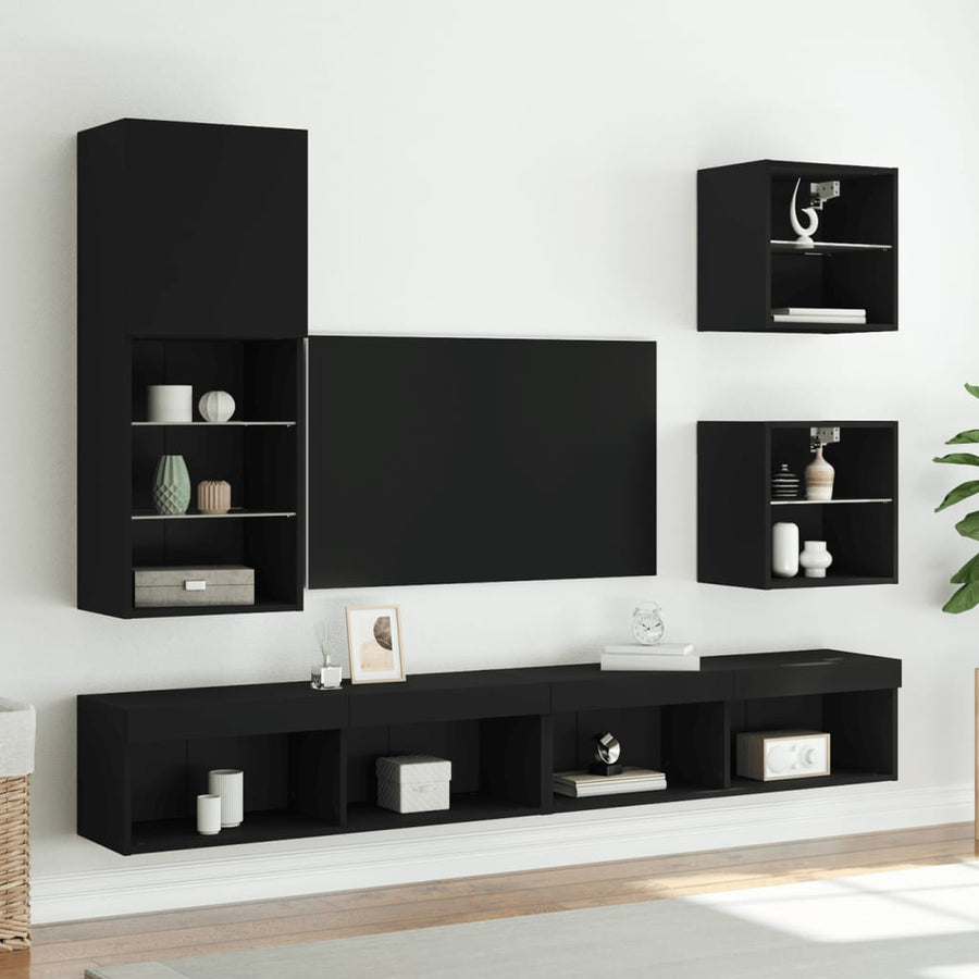 Tv-Meubel Met Led-Verlichting 40,5X30X02 Cm 1 40.5 x 30 x 102 cm Zwart