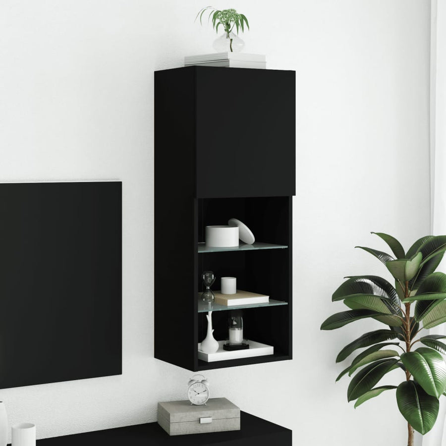 Tv-Meubel Met Led-Verlichting 40,5X30X02 Cm 1 40.5 x 30 x 102 cm Zwart