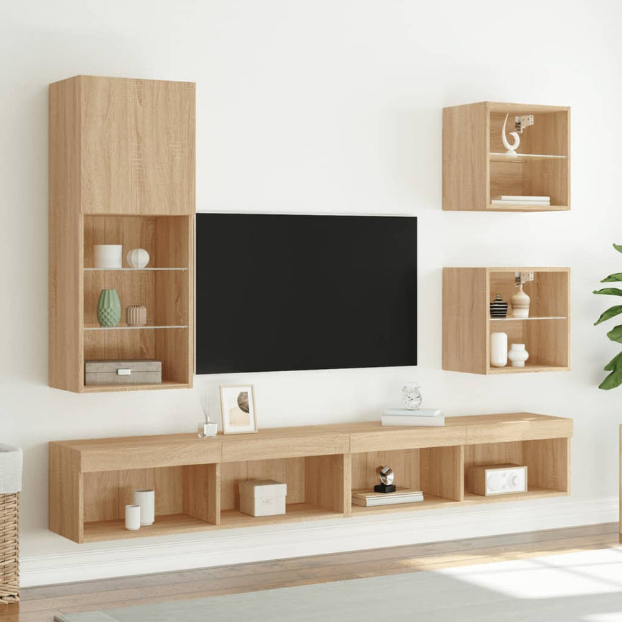 Tv-Meubel Met Led-Verlichting 40,5X30X02 Cm Kleur 1 40.5 x 30 x 102 cm Sonoma eiken