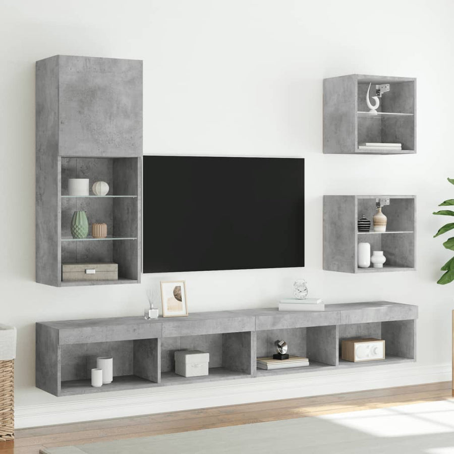 Tv-Meubel Met Led-Verlichting 40,5X30X02 Cm 1 40.5 x 30 x 102 cm Betongrijs