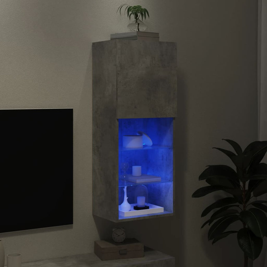 Tv-Meubel Met Led-Verlichting 40,5X30X02 Cm 1 40.5 x 30 x 102 cm Betongrijs