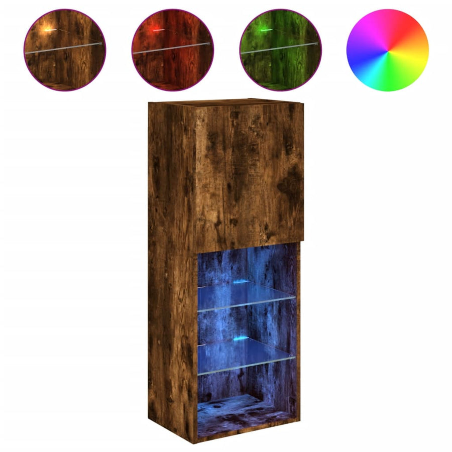 Tv-Meubel Led-Verlichting 40,5X30X02 Cm Kleurig 1 40.5 x 30 x 102 cm Gerookt eiken