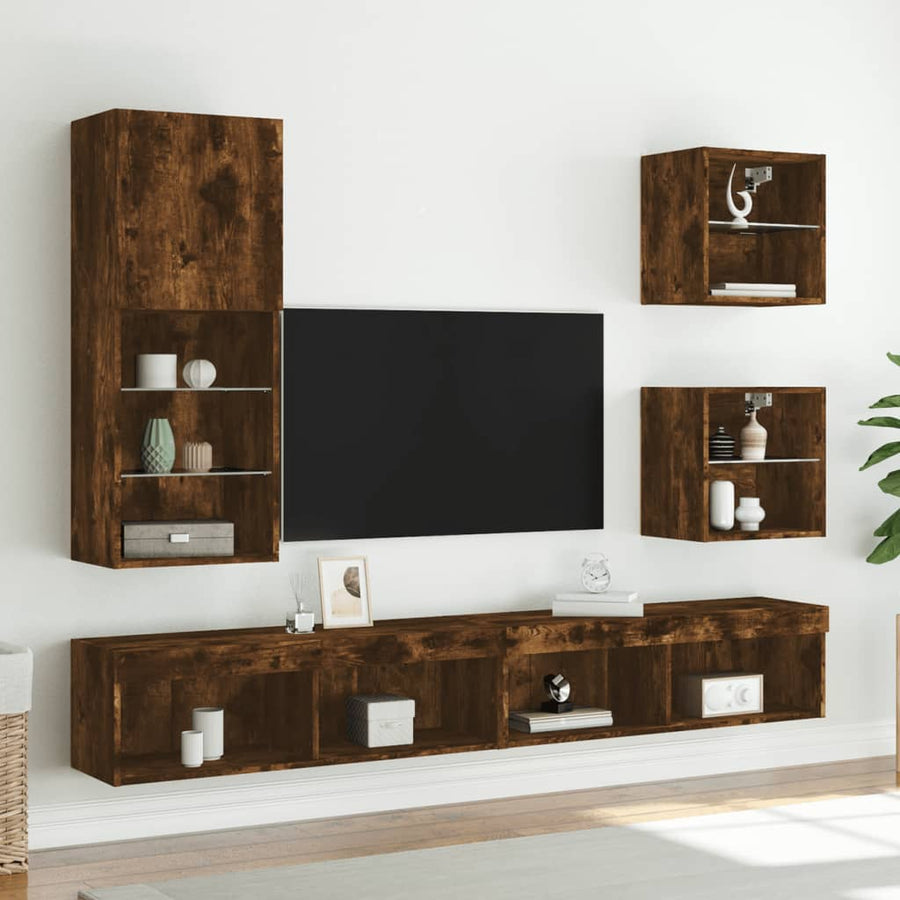 Tv-Meubel Led-Verlichting 40,5X30X02 Cm Kleurig 1 40.5 x 30 x 102 cm Gerookt eiken