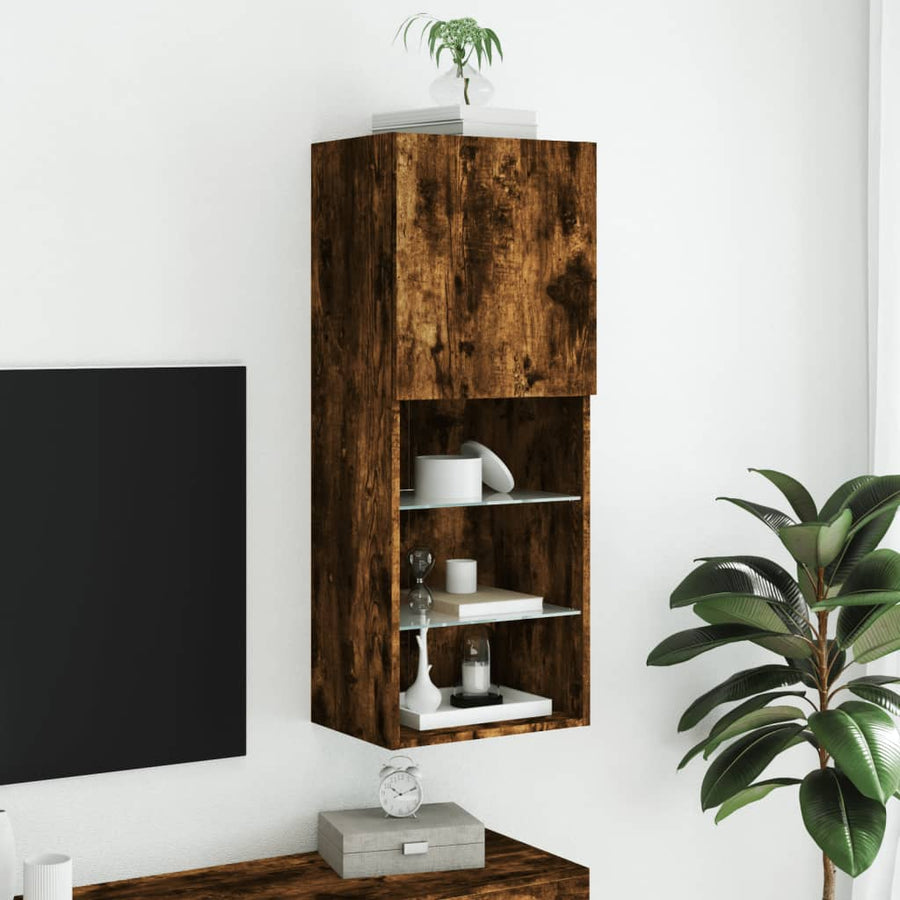 Tv-Meubel Led-Verlichting 40,5X30X02 Cm Kleurig 1 40.5 x 30 x 102 cm Gerookt eiken