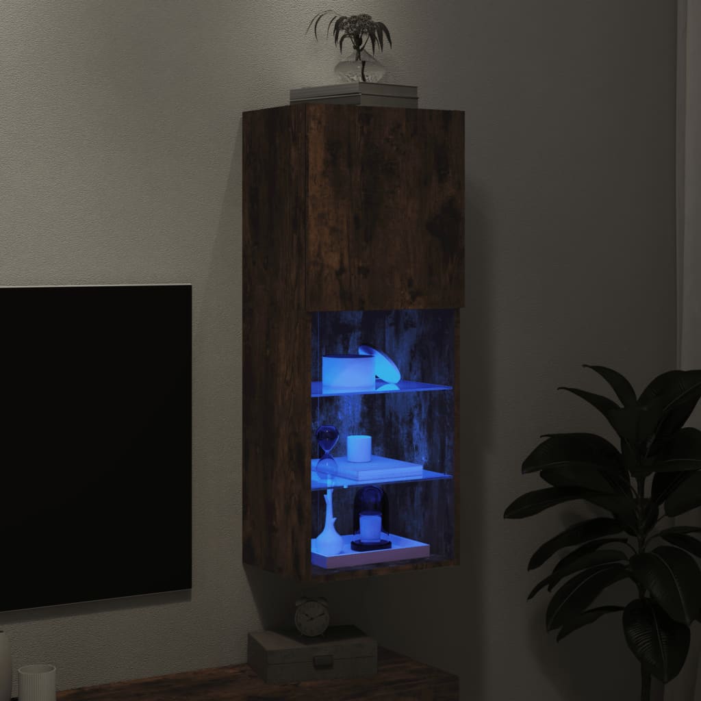 Tv-Meubel Led-Verlichting 40,5X30X02 Cm Kleurig 1 40.5 x 30 x 102 cm Gerookt eiken
