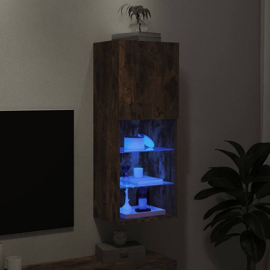Tv-Meubel Led-Verlichting 40,5X30X02 Cm Kleurig 1 40.5 x 30 x 102 cm Gerookt eiken