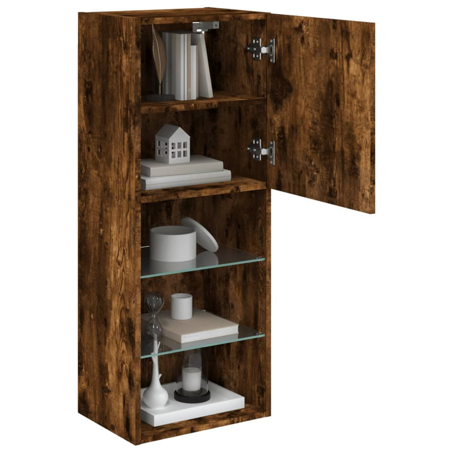 Tv-Meubel Led-Verlichting 40,5X30X02 Cm Kleurig 1 40.5 x 30 x 102 cm Gerookt eiken