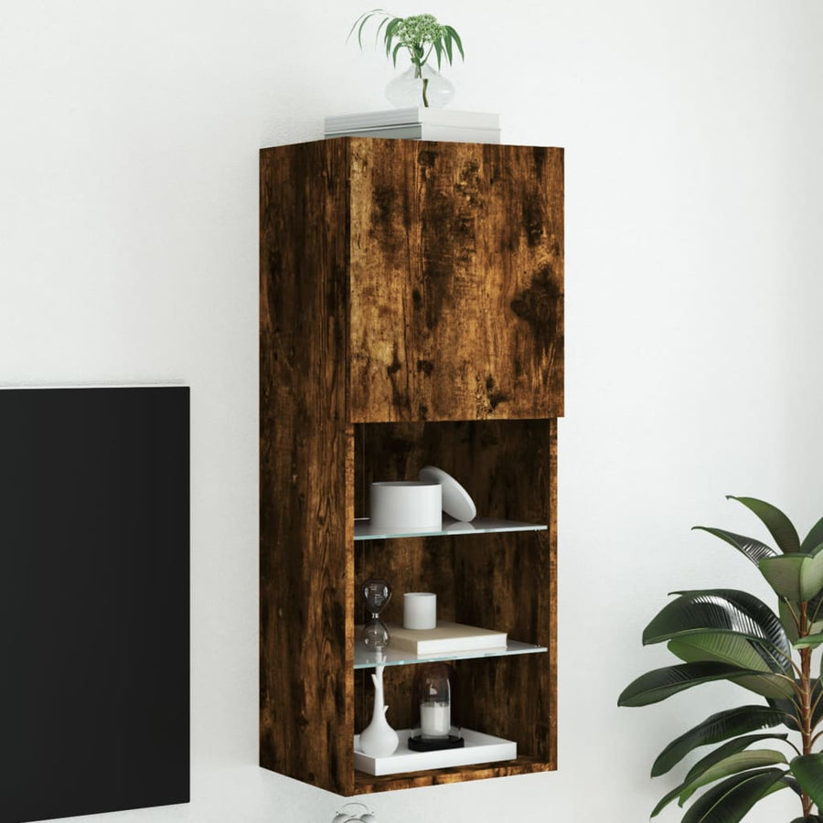 Tv-Meubel Led-Verlichting 40,5X30X02 Cm Kleurig 1 40.5 x 30 x 102 cm Gerookt eiken