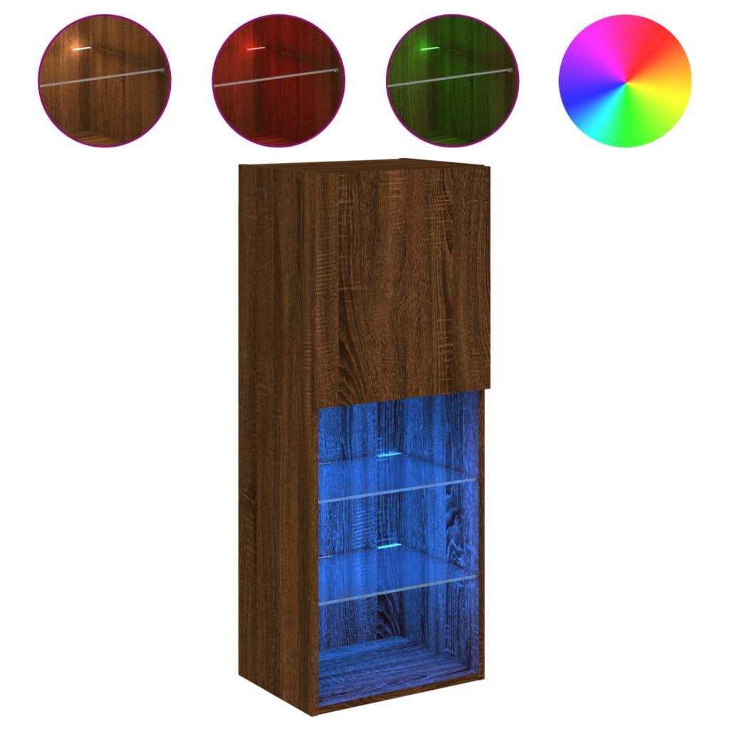 Tv-Meubel Met Led-Verlichting 40,5X30X02 Cm Bruineikenkleurig 1 40.5 x 30 x 102 cm bruin eikenkleur