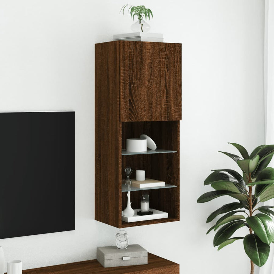 Tv-Meubel Met Led-Verlichting 40,5X30X02 Cm Bruineikenkleurig 1 40.5 x 30 x 102 cm bruin eikenkleur