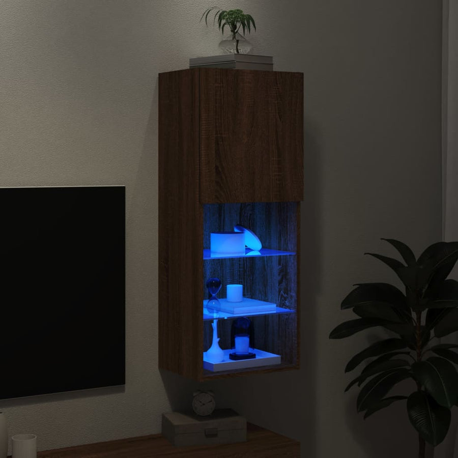 Tv-Meubel Met Led-Verlichting 40,5X30X02 Cm Bruineikenkleurig 1 40.5 x 30 x 102 cm bruin eikenkleur