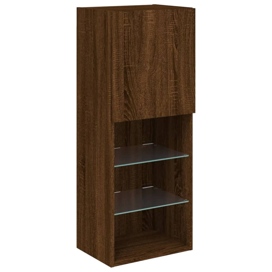 Tv-Meubel Met Led-Verlichting 40,5X30X02 Cm Bruineikenkleurig 1 40.5 x 30 x 102 cm bruin eikenkleur