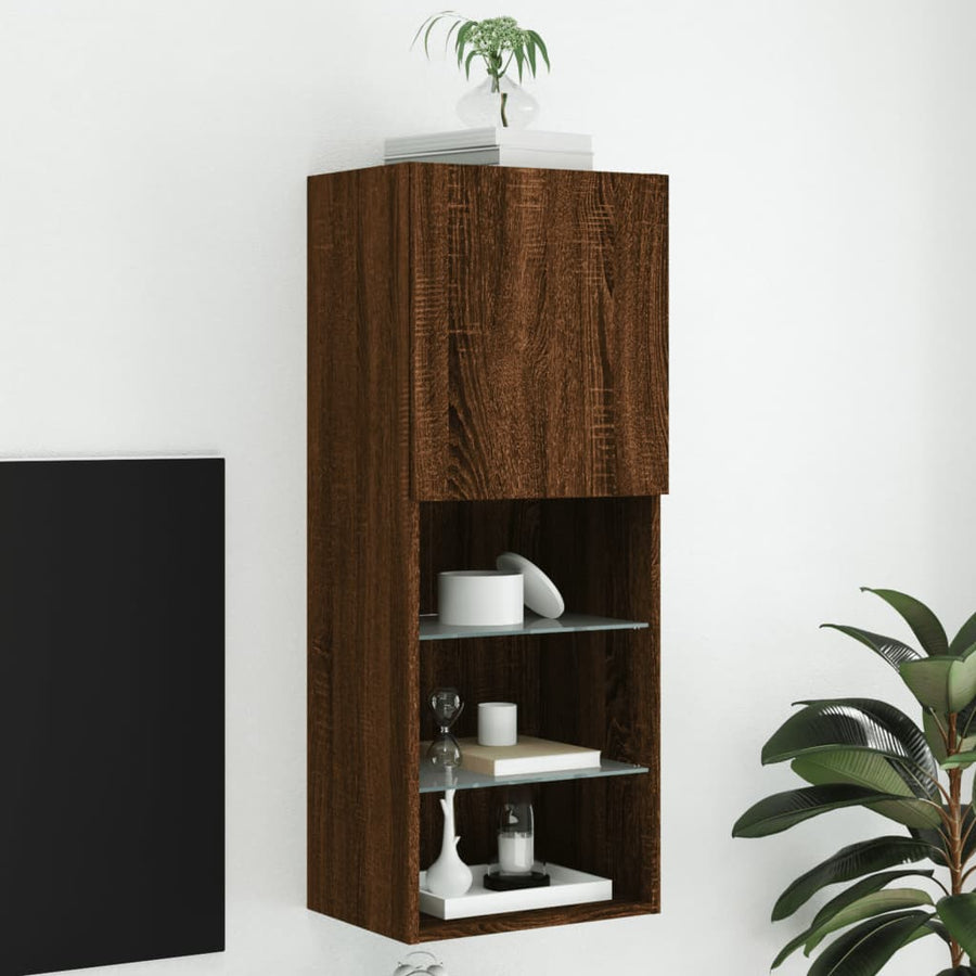 Tv-Meubel Met Led-Verlichting 40,5X30X02 Cm Bruineikenkleurig 1 40.5 x 30 x 102 cm bruin eikenkleur