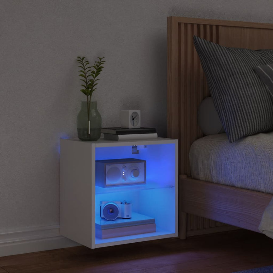 Nachtkastje Met Led's Wandgemonteerd Wit