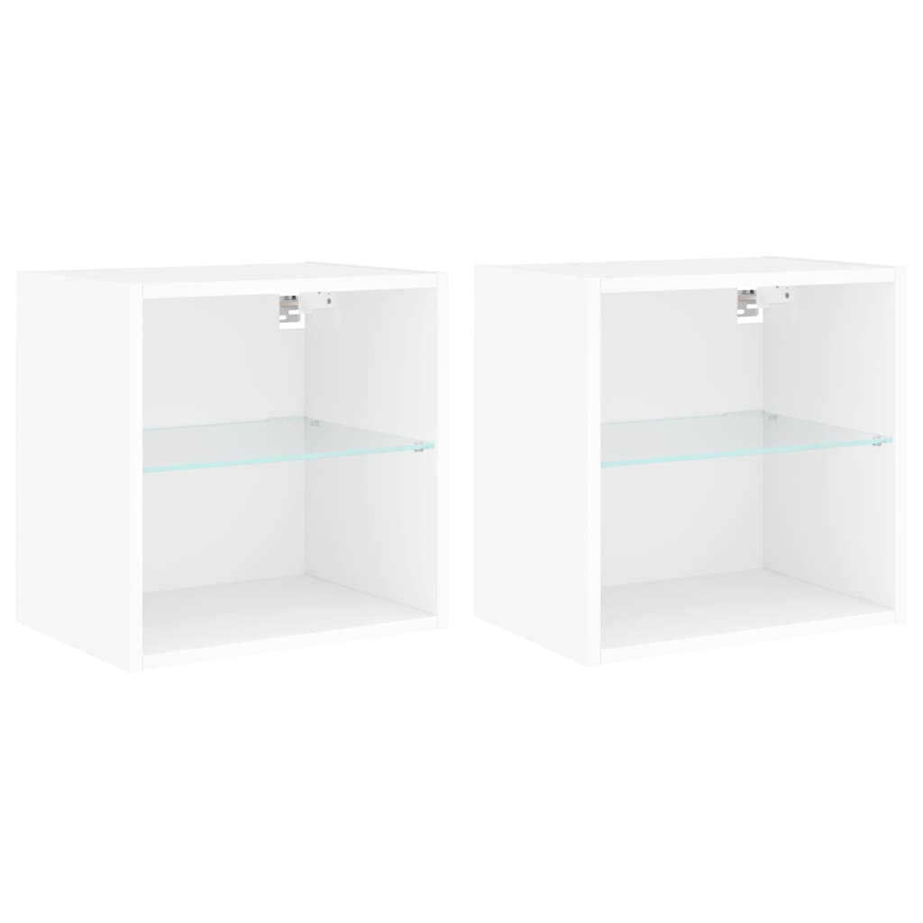 Nachtkastjes Met Led's 2 St Wandgemonteerd Wit